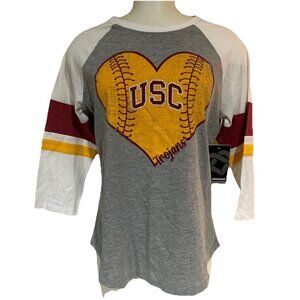 NEW USC Trojans Colosseum Athletics Gray Scoop Neck 1/2 Sleeve Shirt Women's M